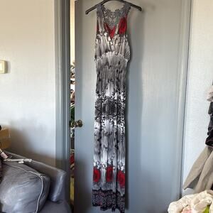 Ace Fashion Sleeveless Blk Red Floral Maxi Dress 4XL Whimsygoth Regency Babydoll